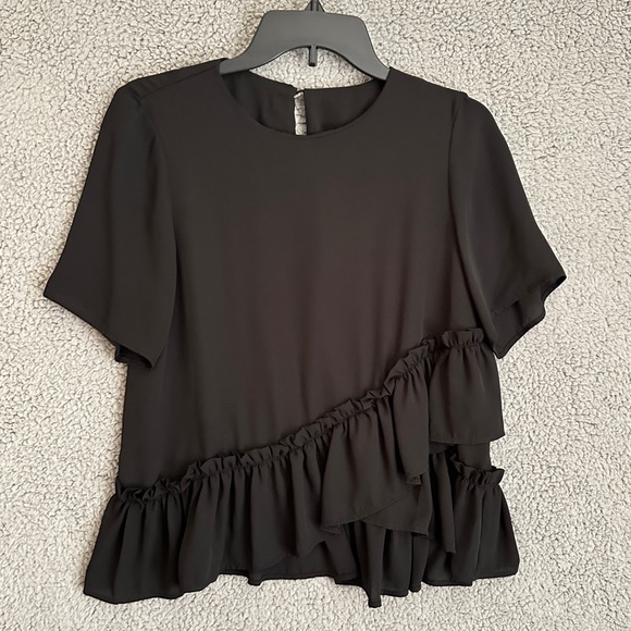 ASOS Design Elegant Black Ruffle Top - Picture 1 of 5